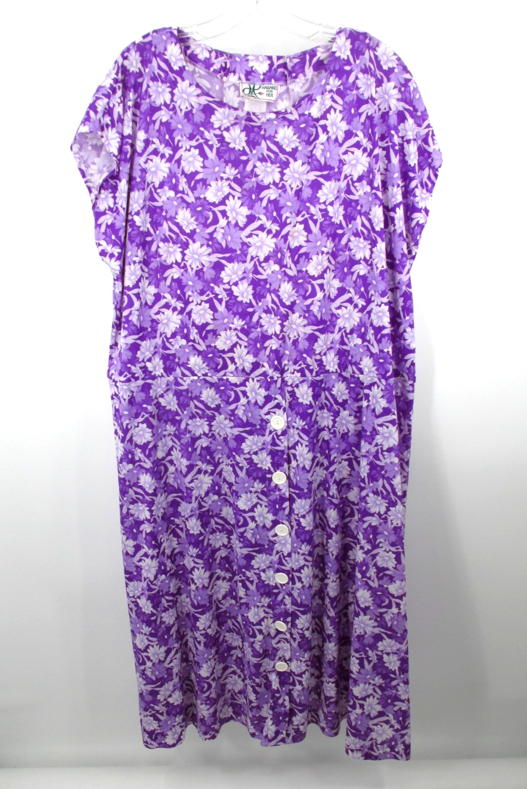VTG HABAND FOR HER Maxi Shift Dress Women 3XL Purple Floral Cottage Core Prairie