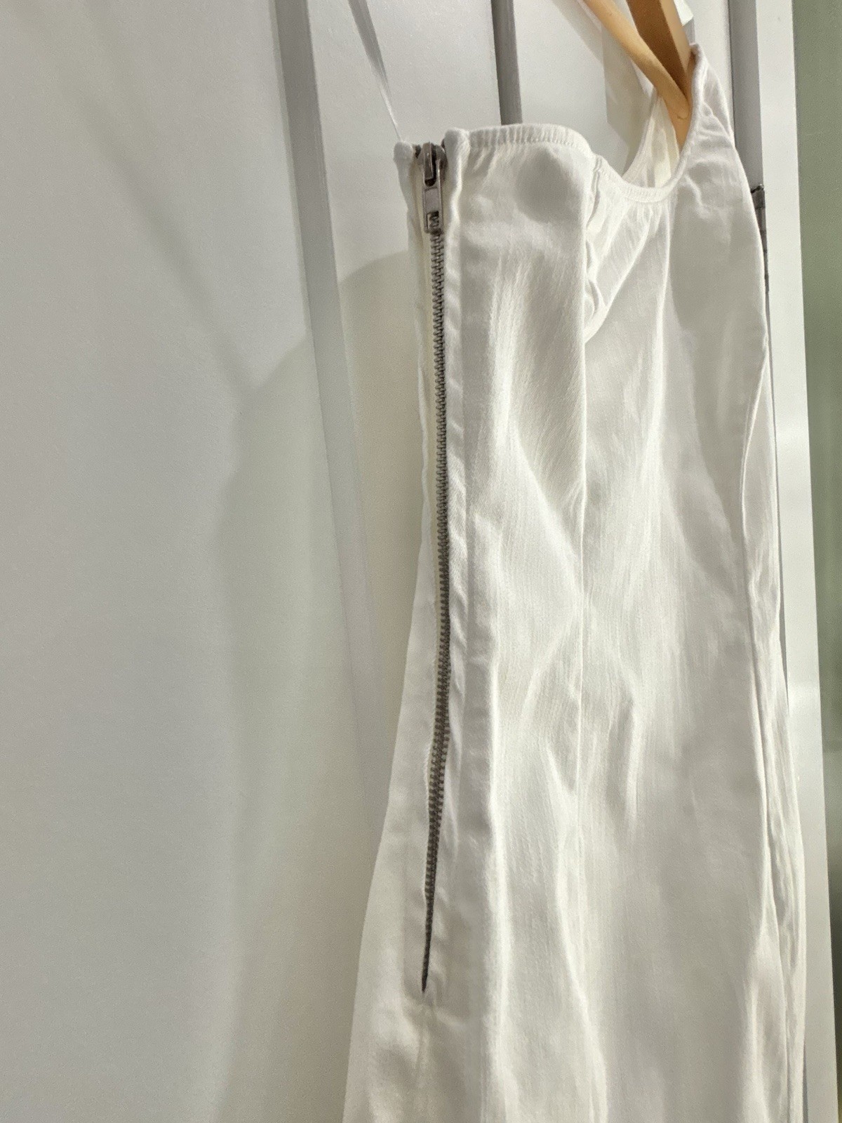 Altar’d State One-Shoulder White Denim Mini Dress, Size S