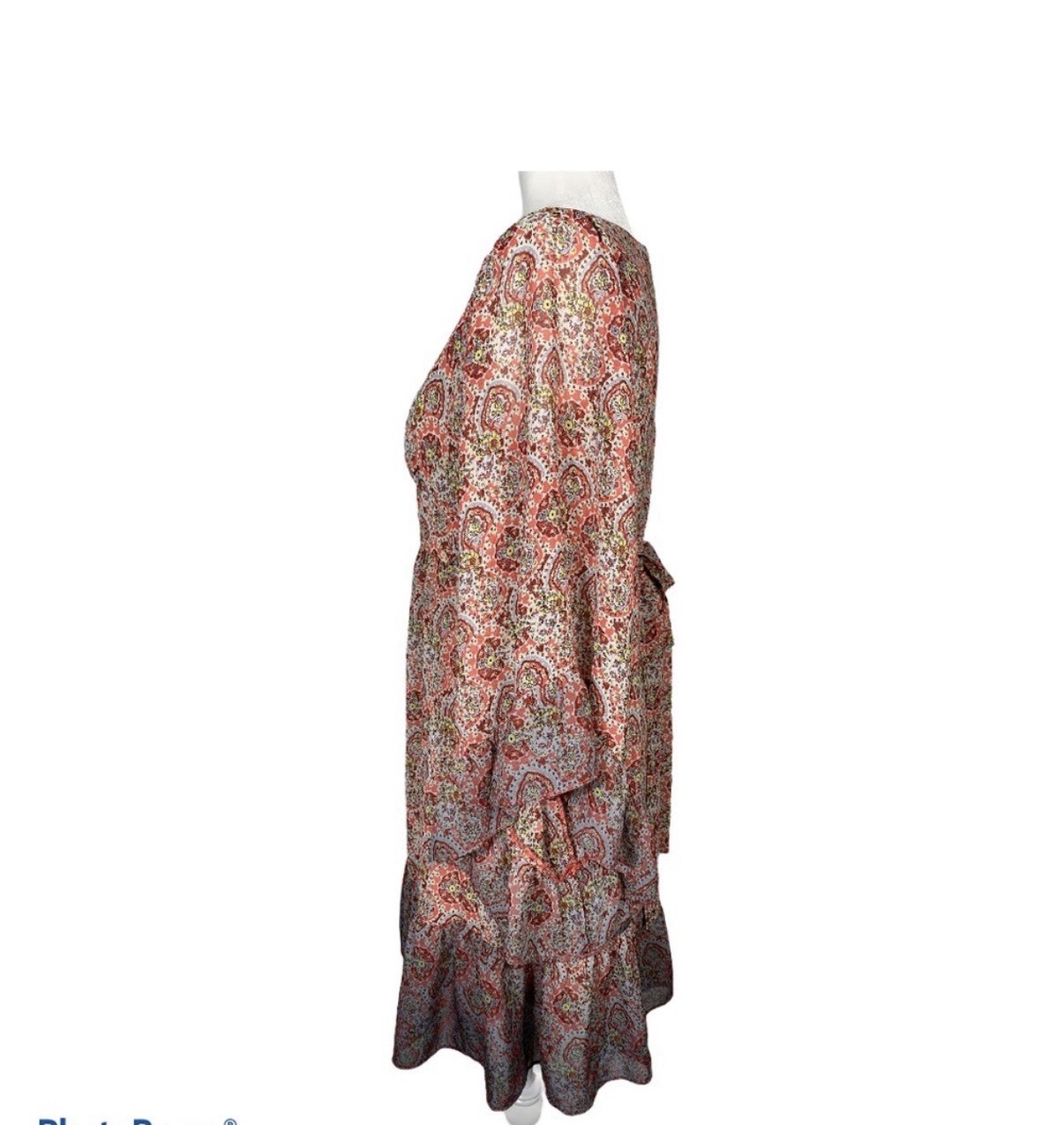 Betsey Johnson Pink Paisley V-Neck Bell Sleeve Empire Waist Mini Dress S