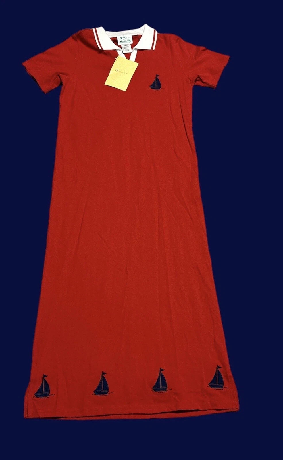 The Quacker Factory Red Dress Sailboats Womens Size S Small New With Tags (QVC)