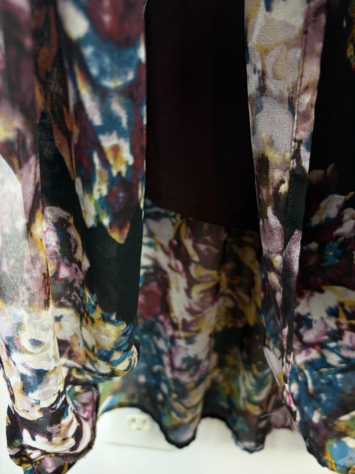 Fairy Midi Dress Womens Medium Black Keyhole Sheer Floral Grunge Dark Romantic