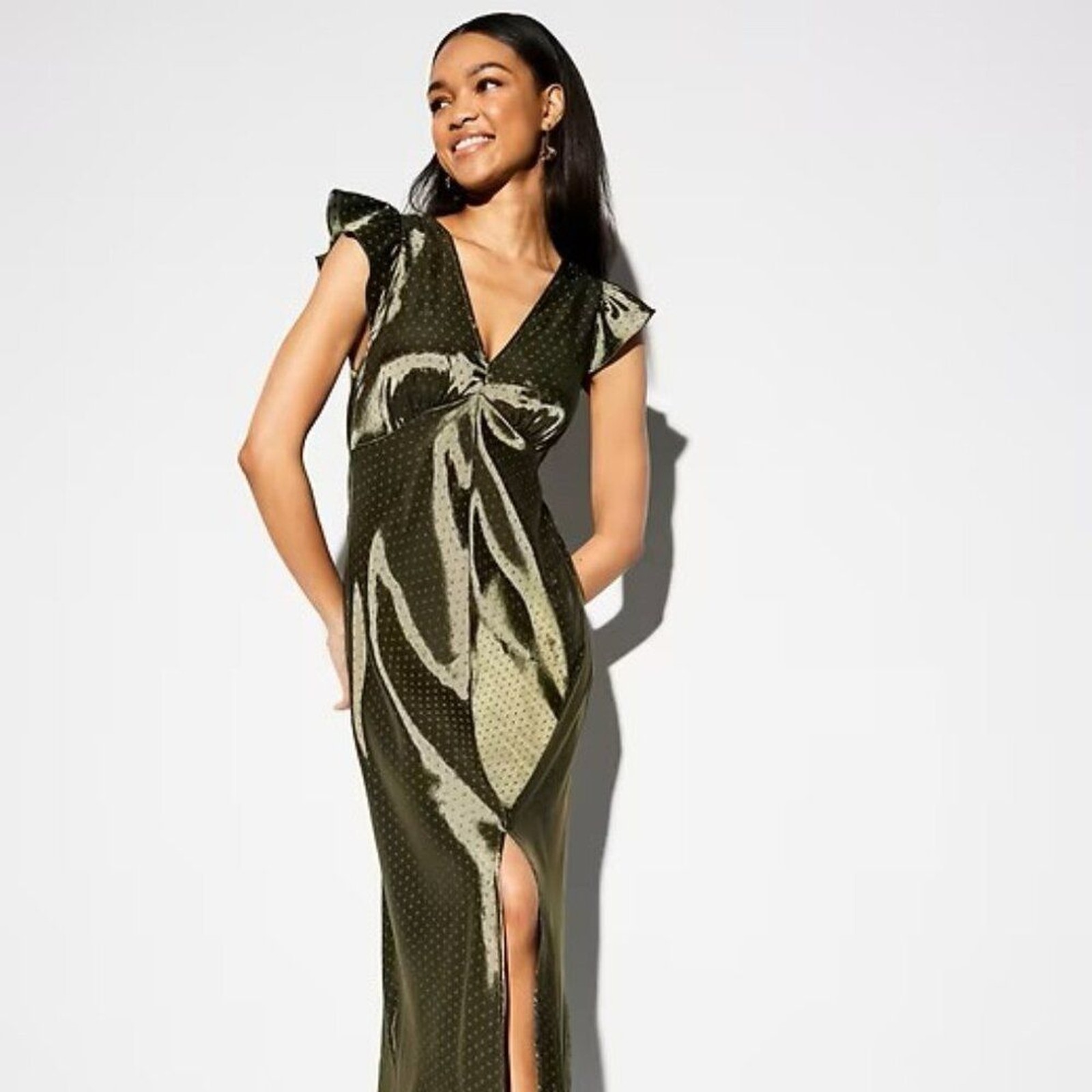 NWT The Occasion by Old Navy Flutter-Sleeve Satin Maxi Dress XXL Tall