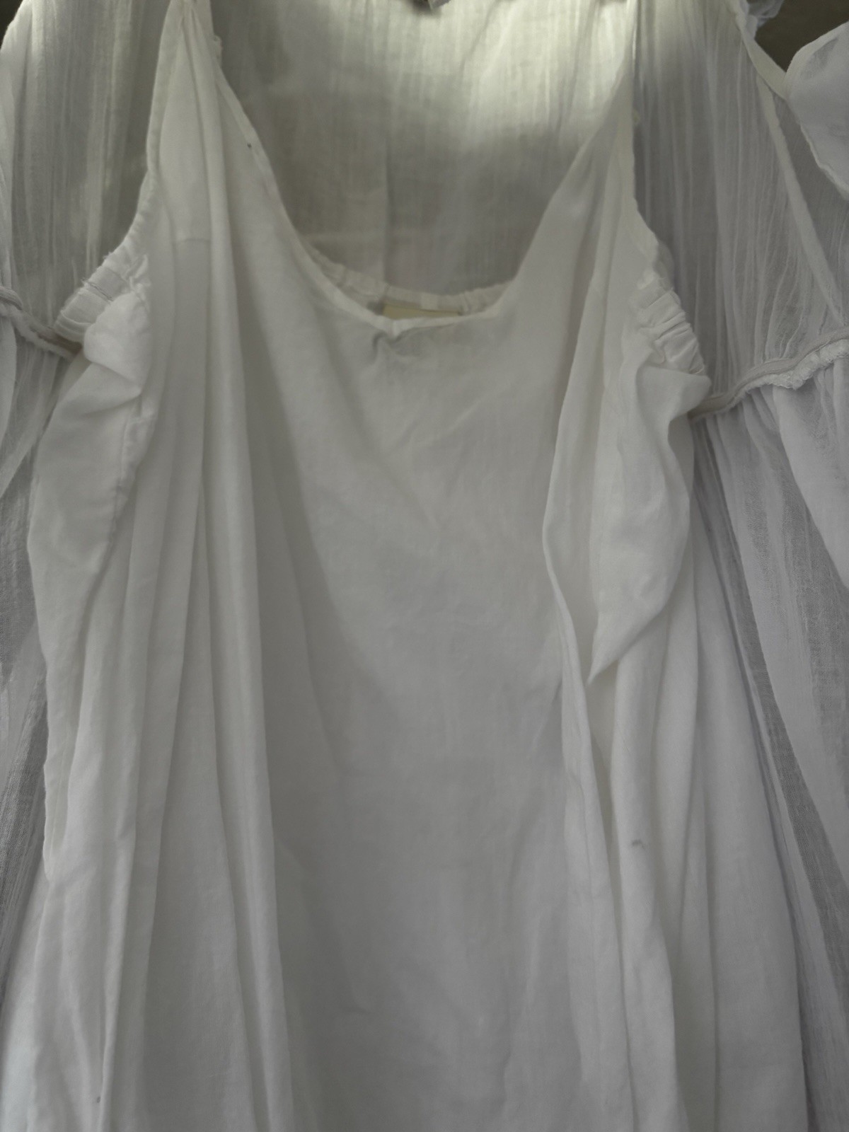Sonoma White Cotton Gauze Boho Dress XL Yellow Embroidered Sleeveless Beach
