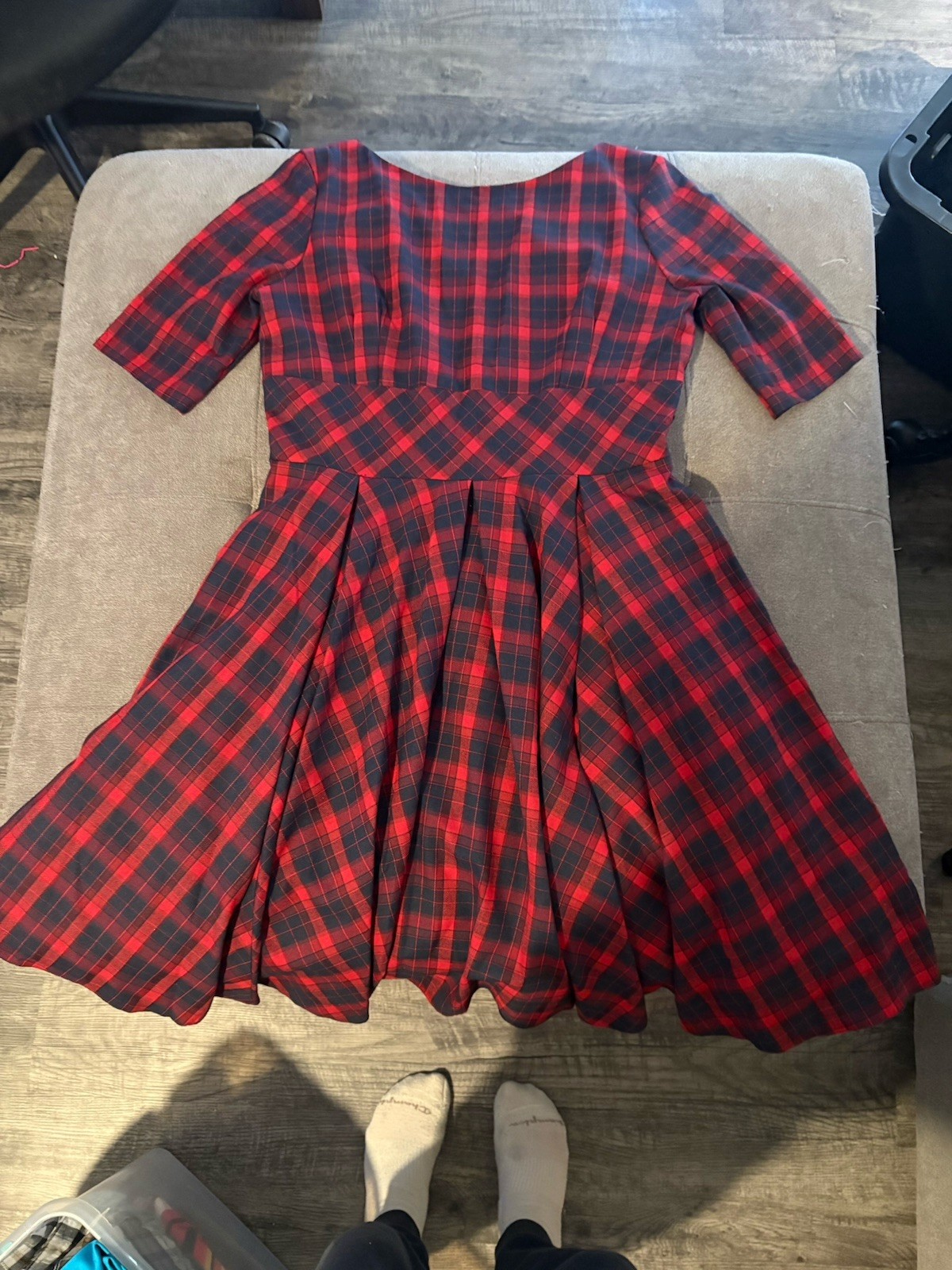 The Pretty Dress Co. Red/Black Plaid V-Neck Fit & Flare Short Dress US 18