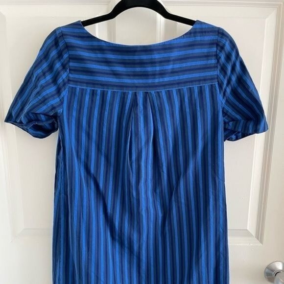 HD IN PARIS Anthropologie Blue Striped Shift Dress Short Sleeve Size 2
