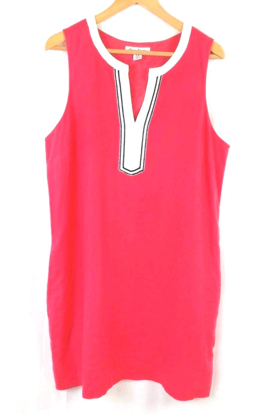 Tommy Bahama Dress Women’s 100% Linen Light Coral Sleeveless W/Pockets Sz-Large