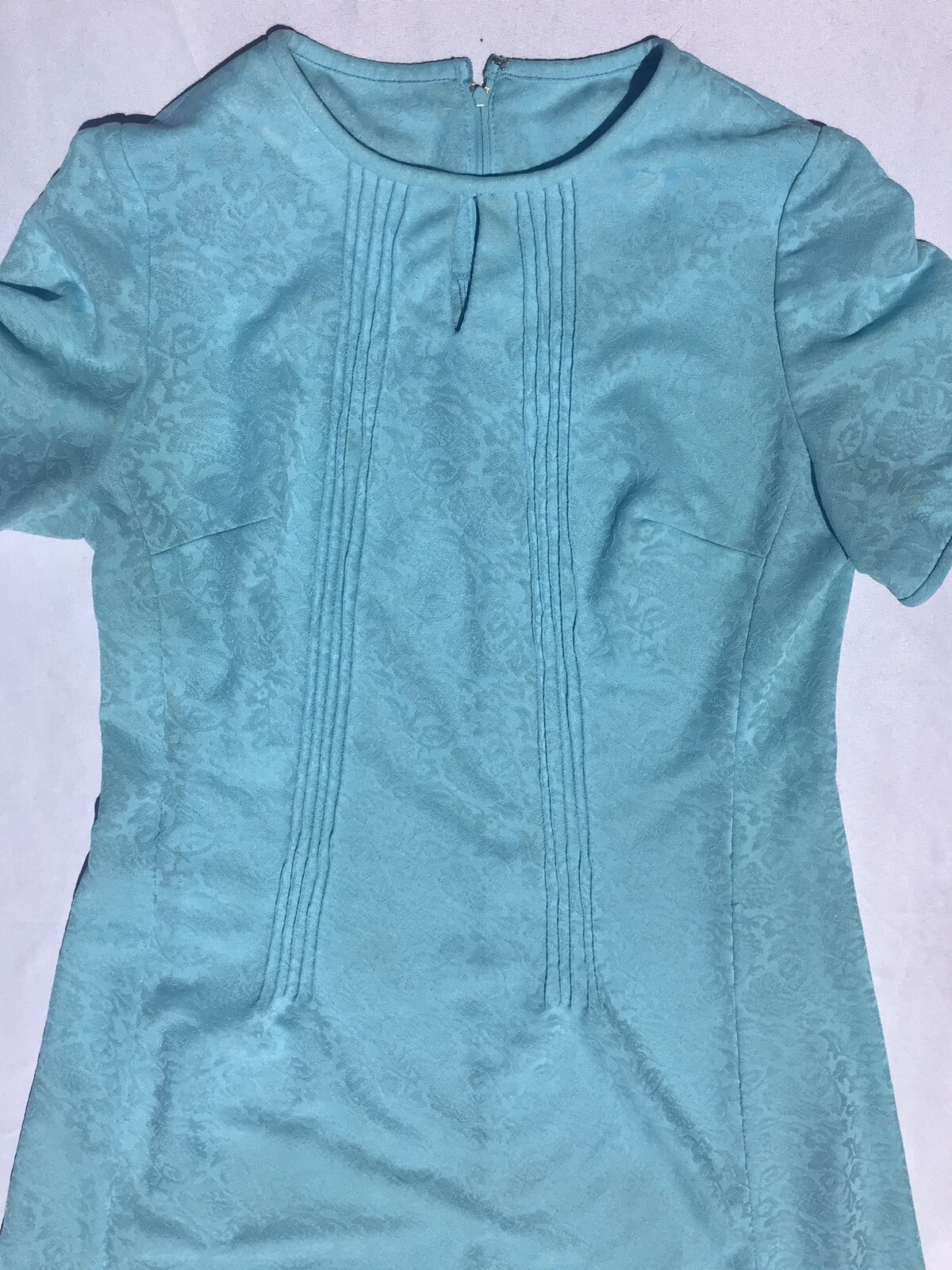 Vtg 60S MOD Lady Mendel Knits of Distinction Dress Small A line Blue Floral