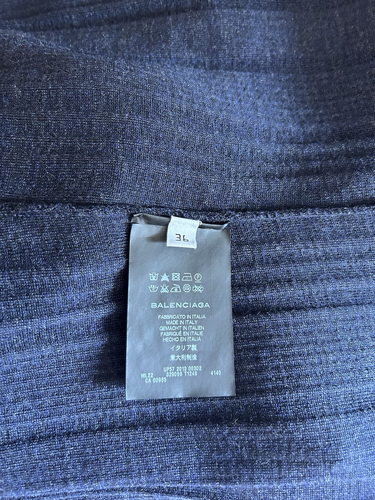 Balenciaga Paris Navy Wool Ribbed Knit Mini Sweater Dress IT 36