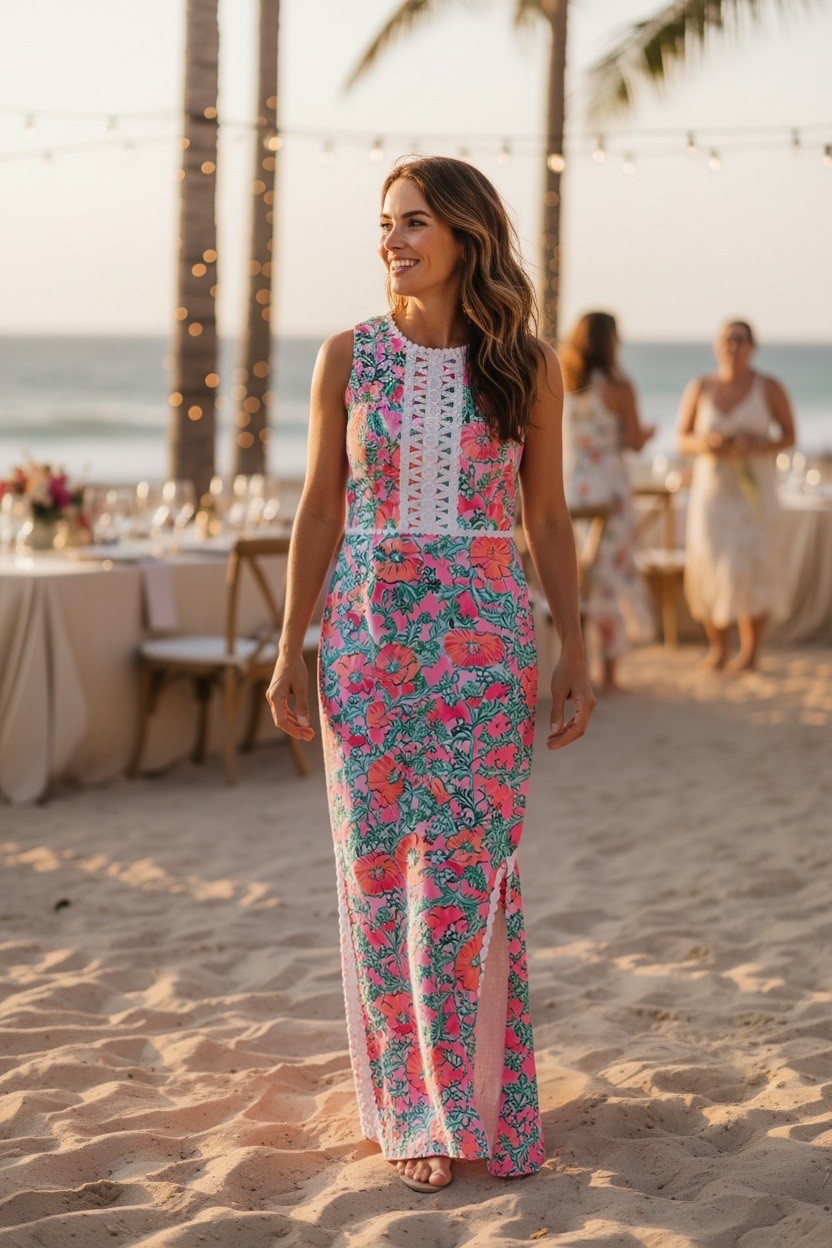 NWT Lilly Pulitzer Ashler Maxi Dress 12 in Perfect Poppy Soleil Pink