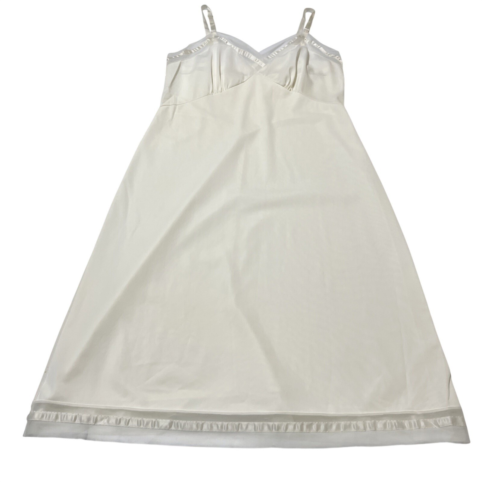 Vintage Y2K Dress Womens L White Nylon Babydoll Maxi Whimsigoth Fairy Coquette