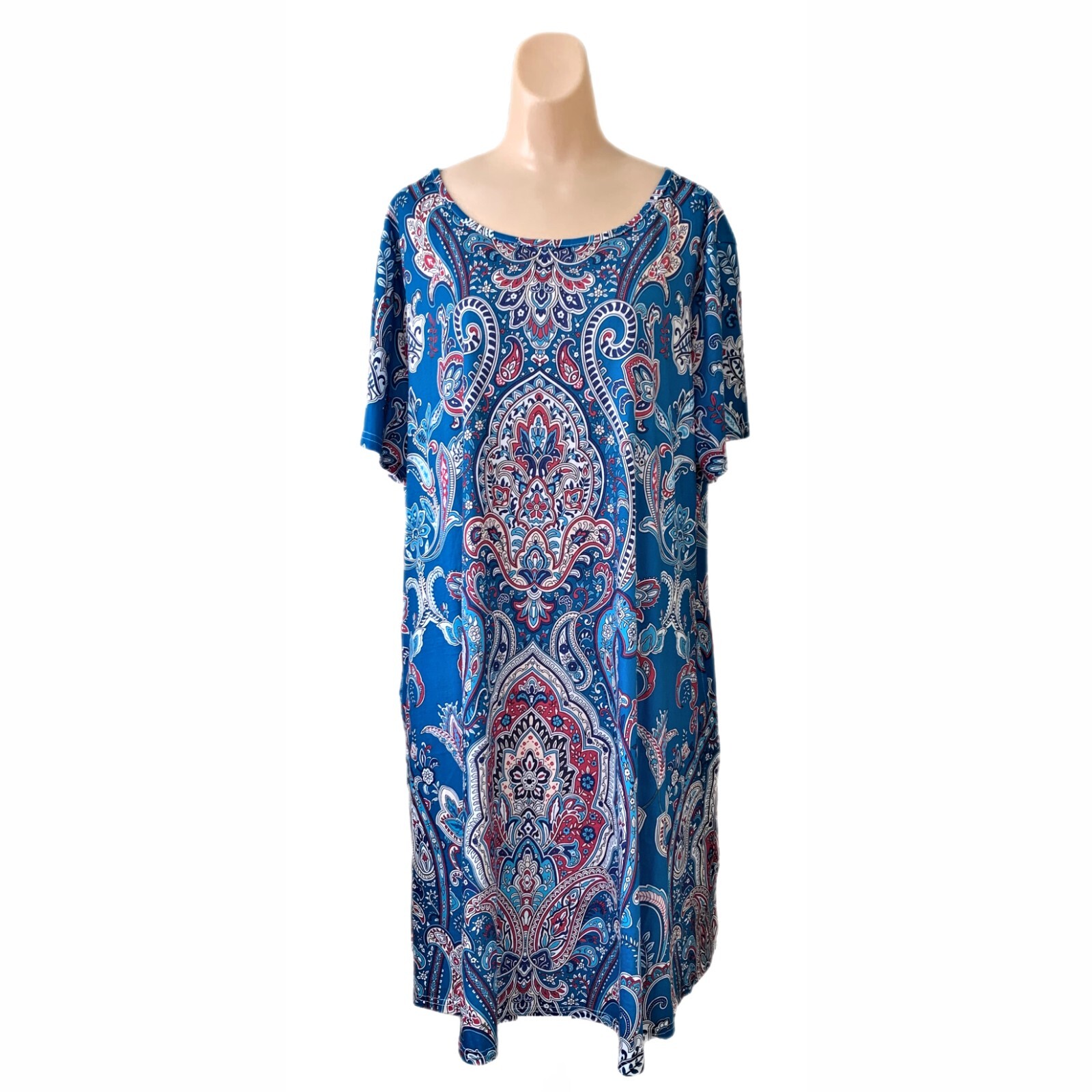 Womens Paisley T Shirt Sundress 3X Boho Summer Beach Casual Colorful Indie