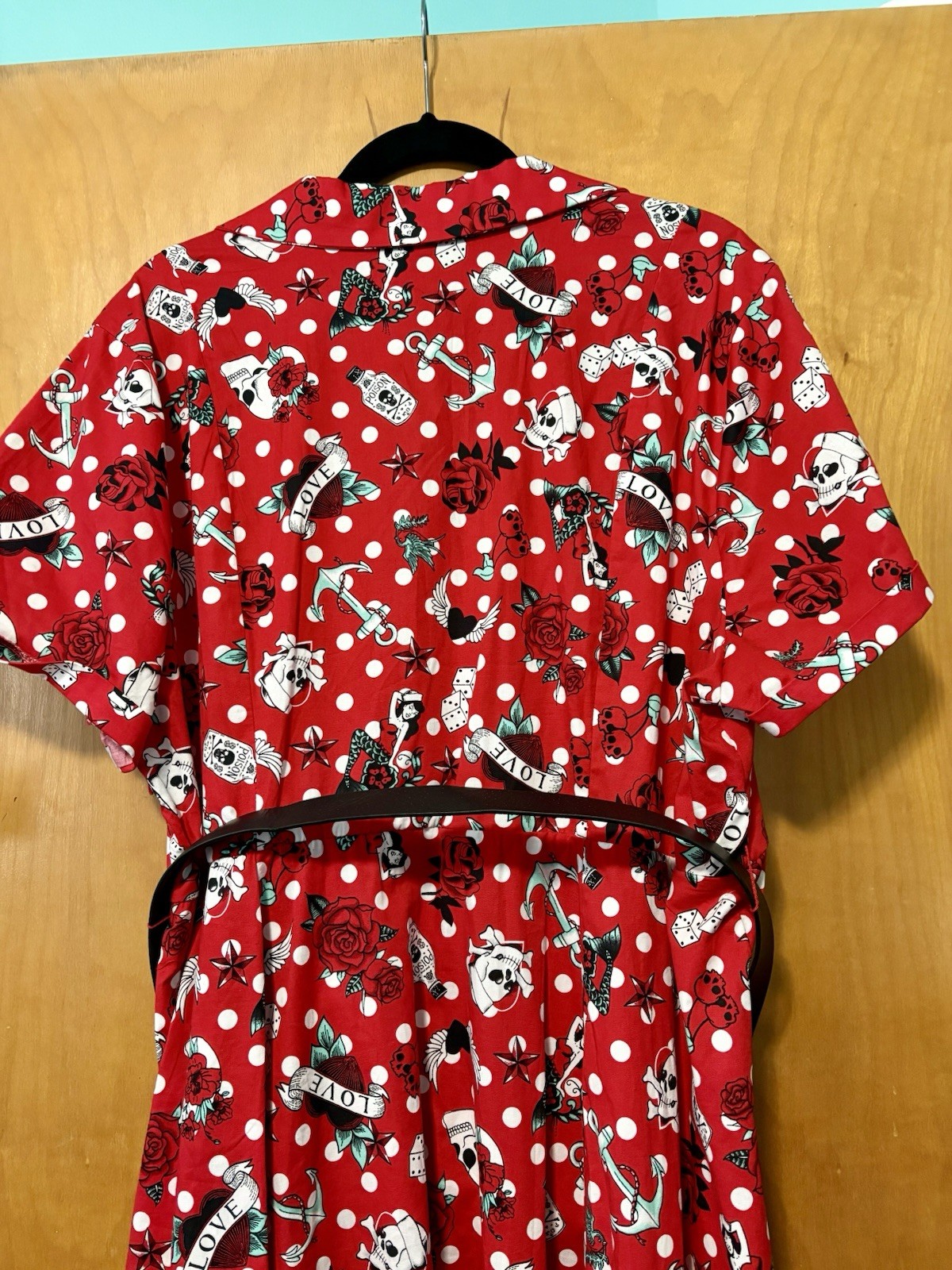 Torrid Retro Chic Red Skull Rose Love Midi Collared Swing Dress Size 20, NWOT