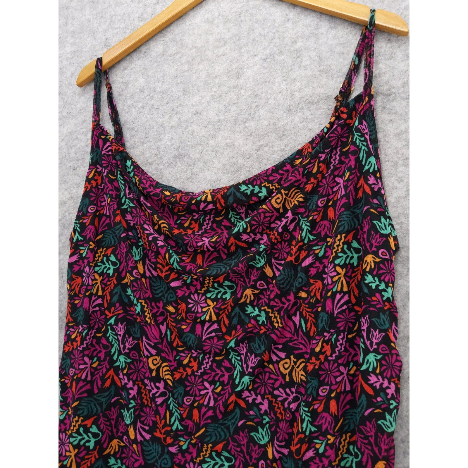Ava & Viv Stretch Mesh Bodycon Midi Dress 4X Black Floral Ruched Strappy
