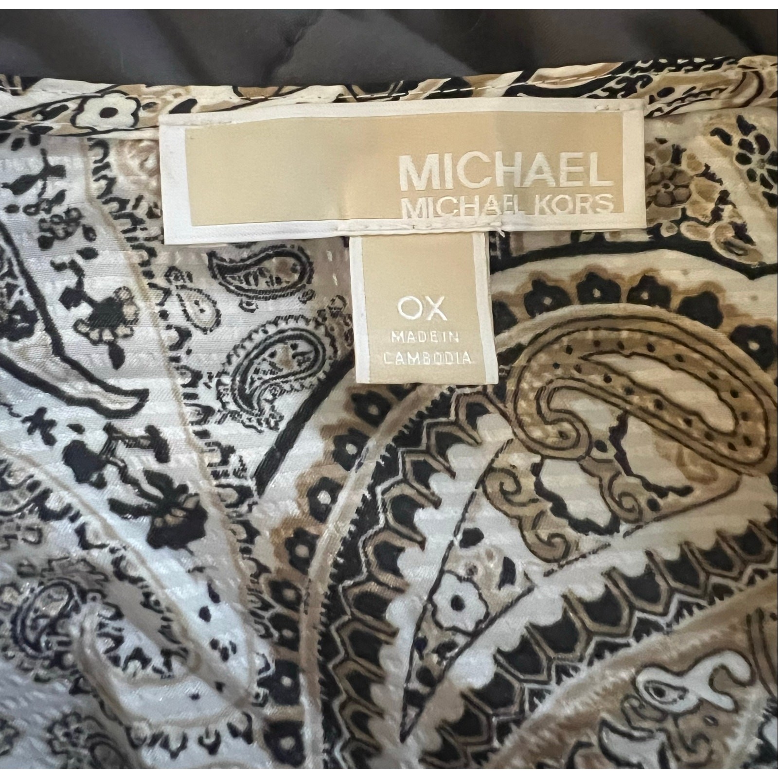 Michael Kors Faux Wrap Mini Dress Tiered Ruffled Skirt Paisley Print Size 0X