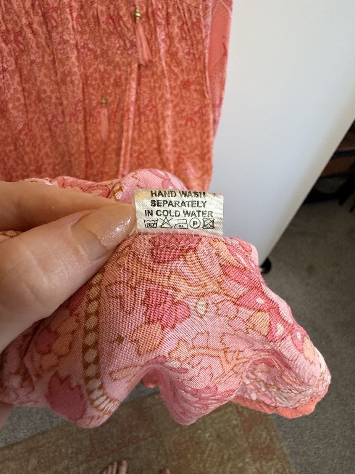 All About Audrey Pink Paisley Peacock Print Maxi Dress Boho Size M/L