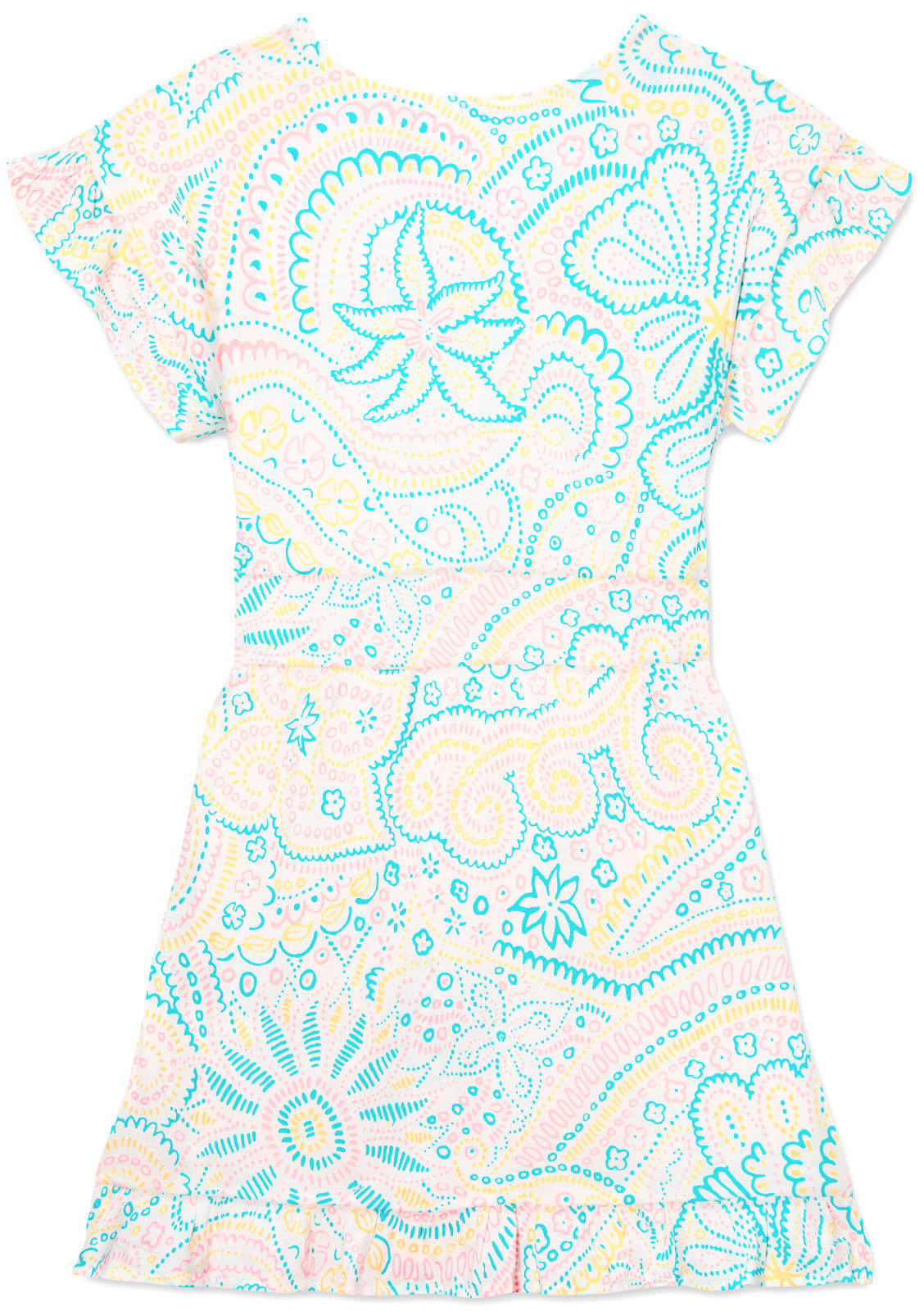 Women’s Dress – Turquoise Pink Printed Dress – Mini Dress – Small – Cotton