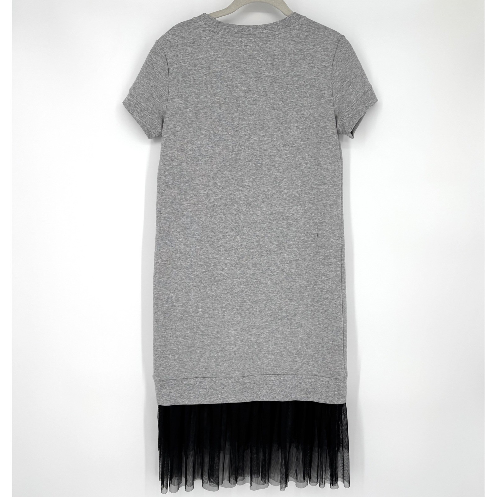 NWOT Chelsea 28 Ruffle Hem Midi Dress Sz XS Black Tulle Gray Knit
