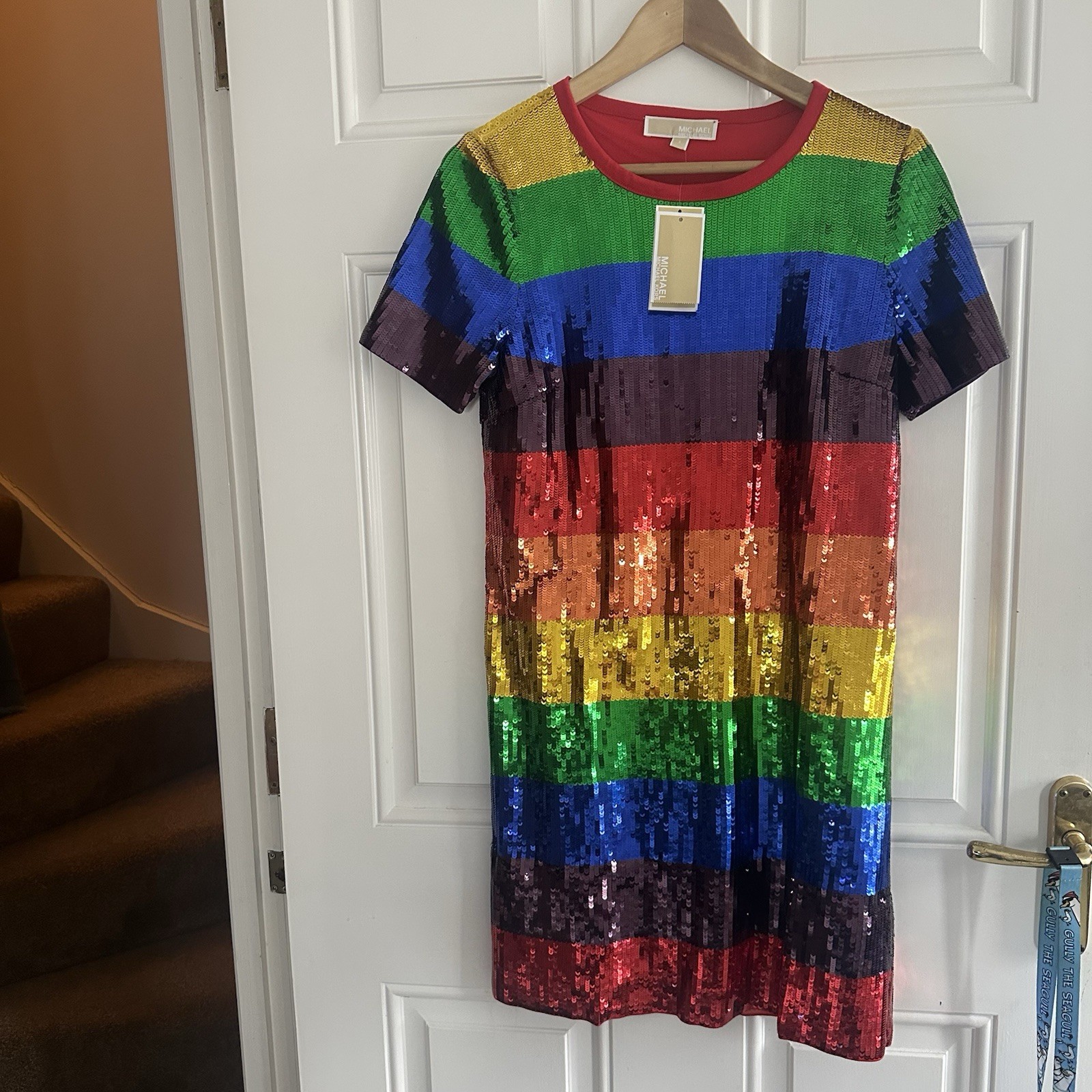 MICHAEL Michael Kors Rainbow Sequin T Shirt Dress Size S BNWT Pride Party