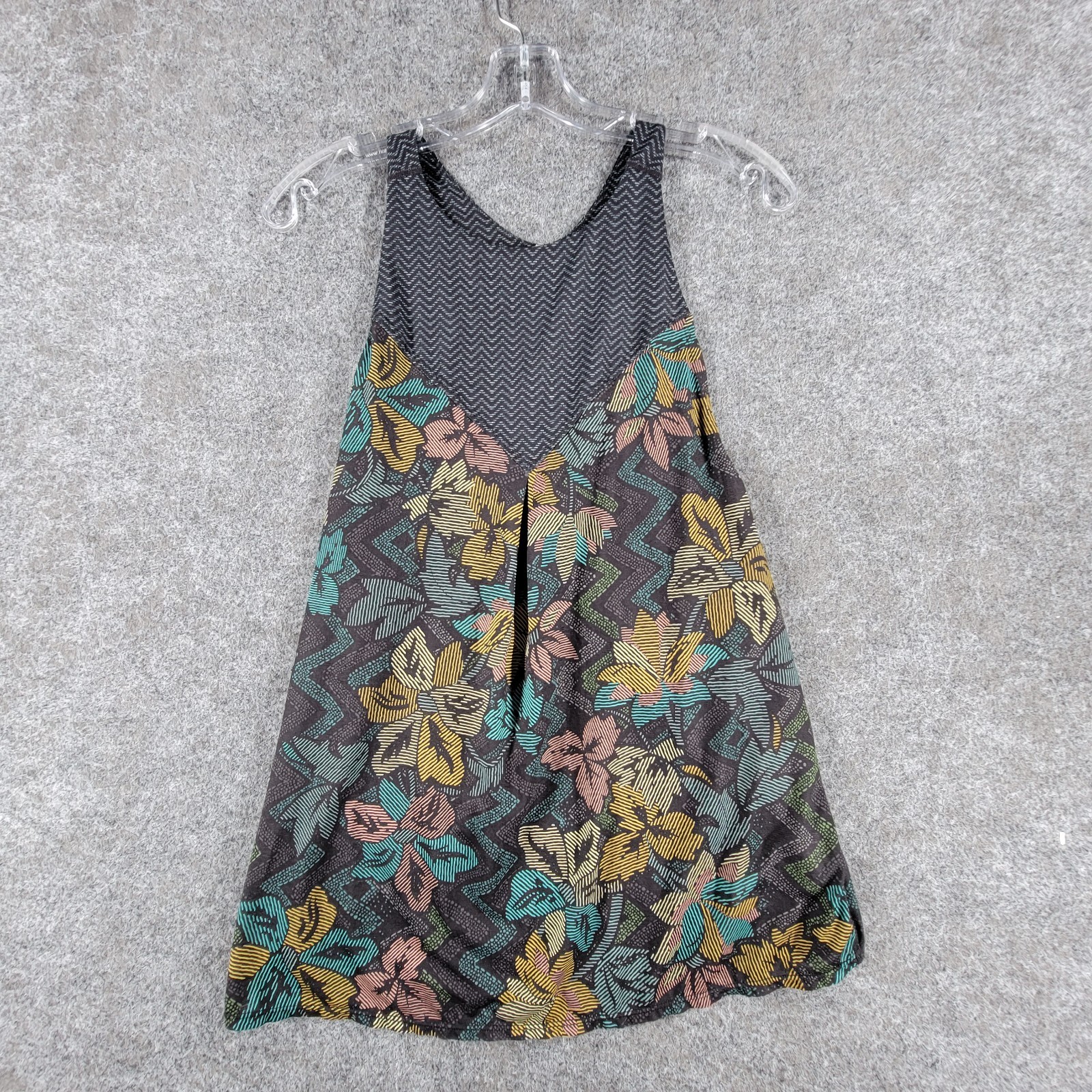prAna Slip Dress Womens M Black Horchata Floral Chevron Print Sleeveless