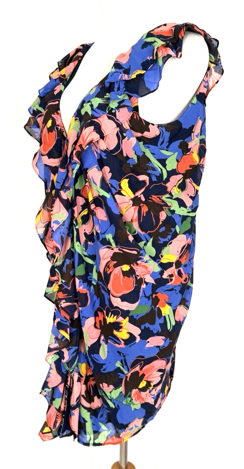 H&M Womans Size 12 Dress Sheath Floral Sleeveless Ruffles Midi Hook Eye Classic