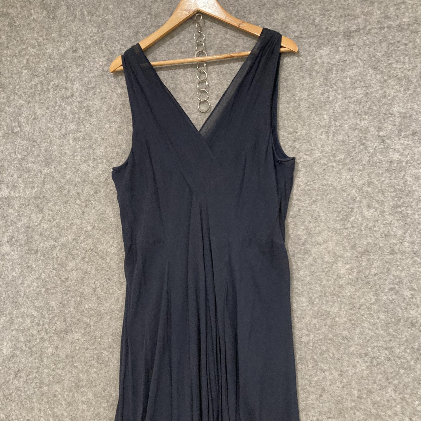 Blue Illusion Dress Womens 3 Blue Silk Maxi Sleeveless V Neck Asymmetric
