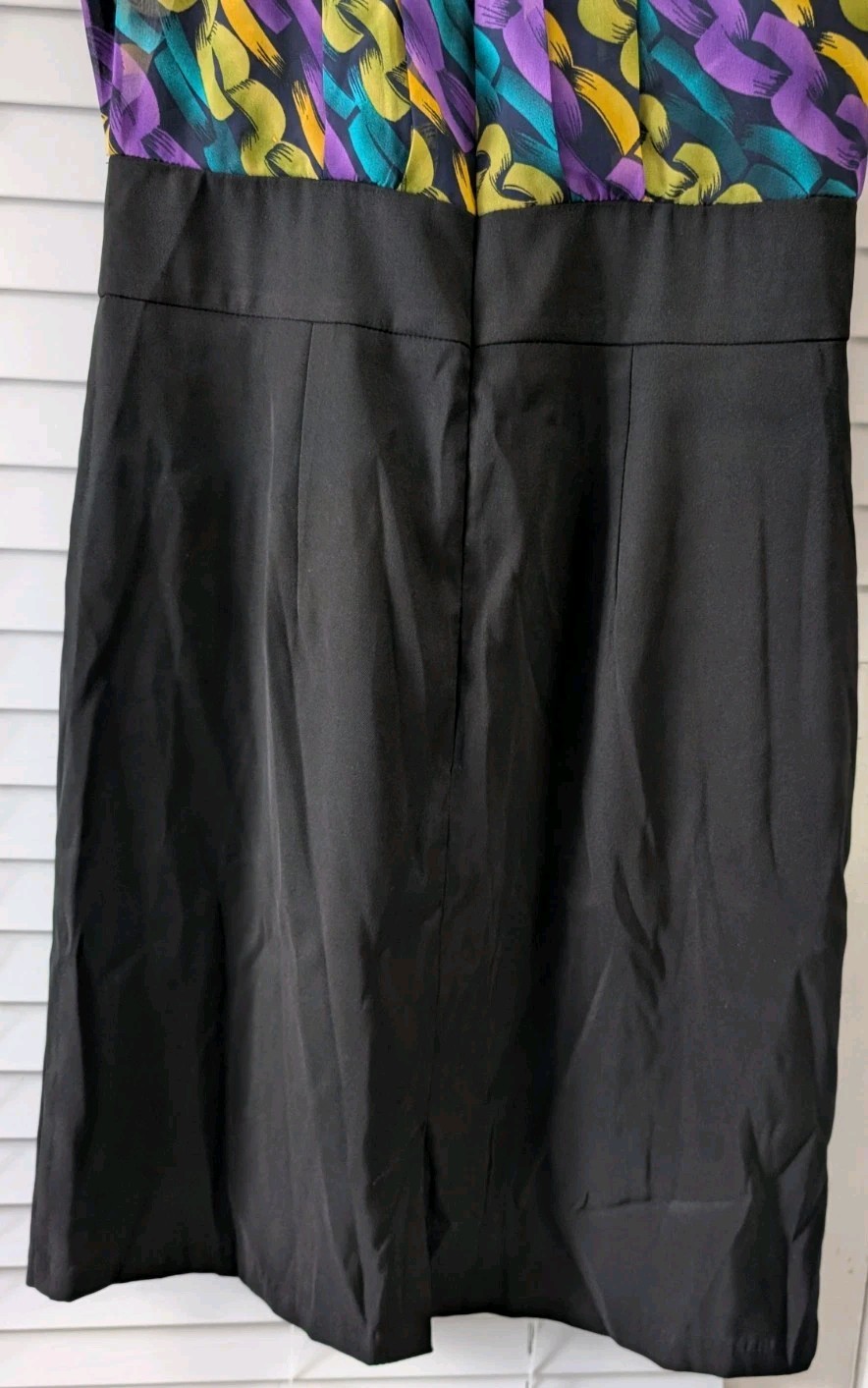 ALYX Dress 12 Black Multicolor Zipup Sleeveless Back Slit Stretch Sheer Line Top