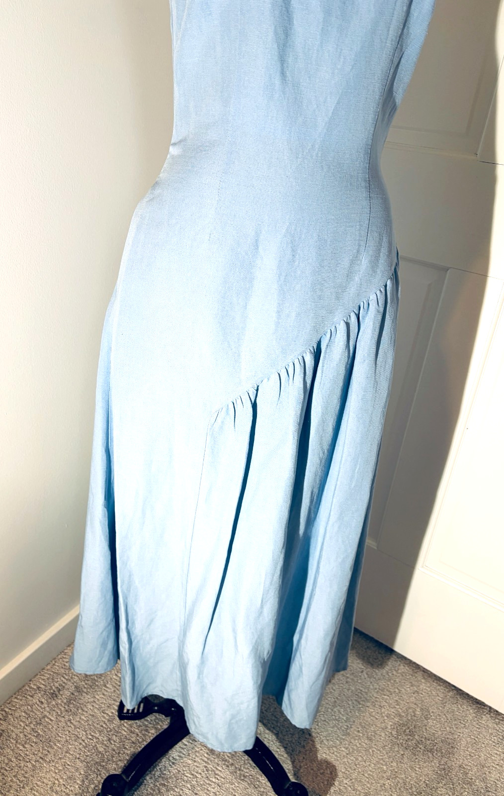 Rejina Pyo Coquette, Cottagecore, Lily light blue Bow-tie sleeve midi dress, 6