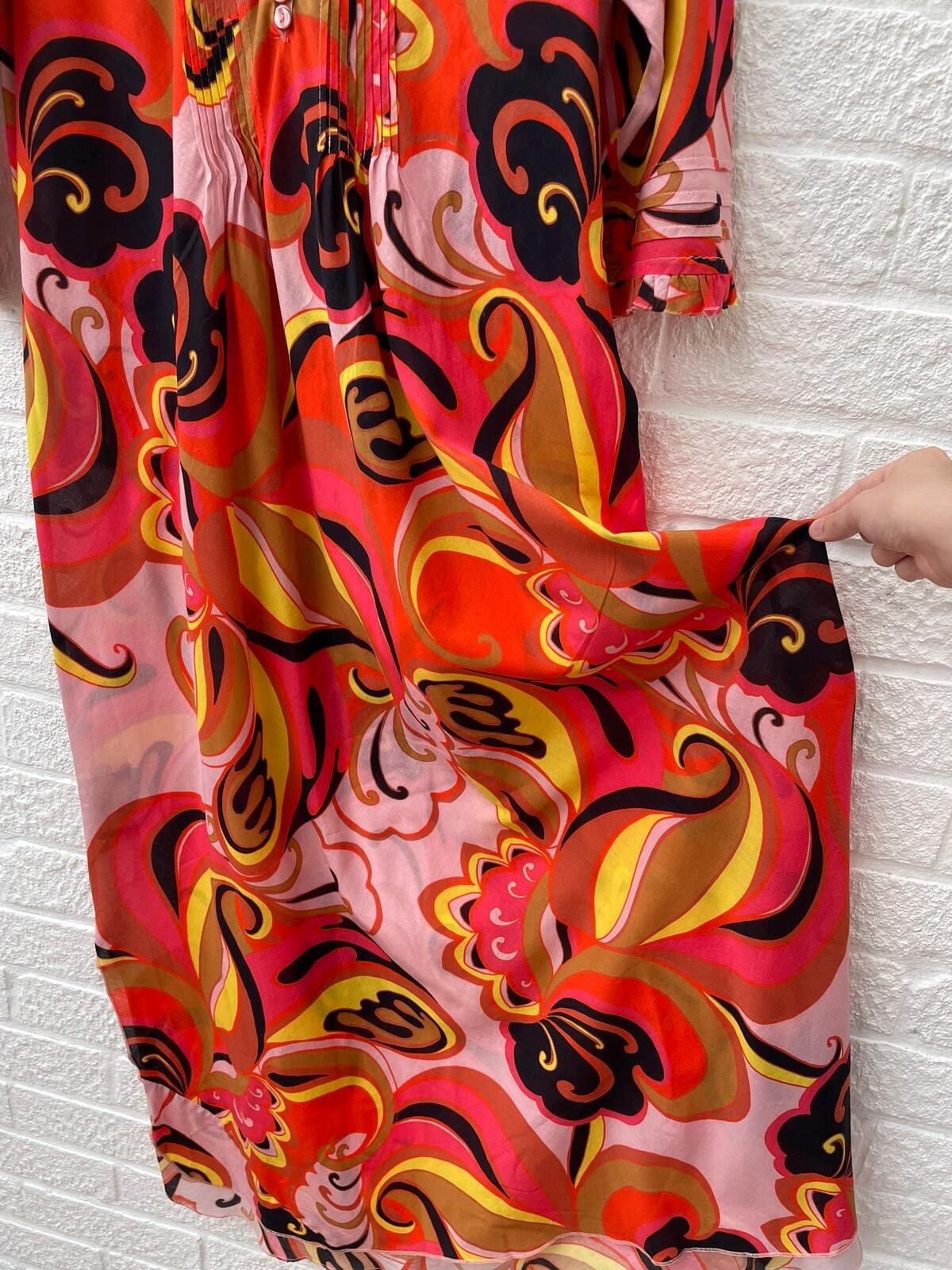 One Season Australia Bold Orange Print Cotton Maxi Dress Size XL