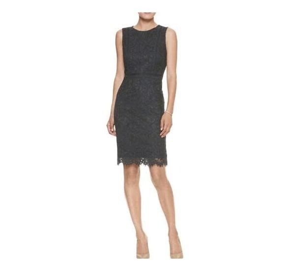 Banana Republic Green Lace Short Sleeve Dress Size 4 Nylon Cotton Lined Scallope