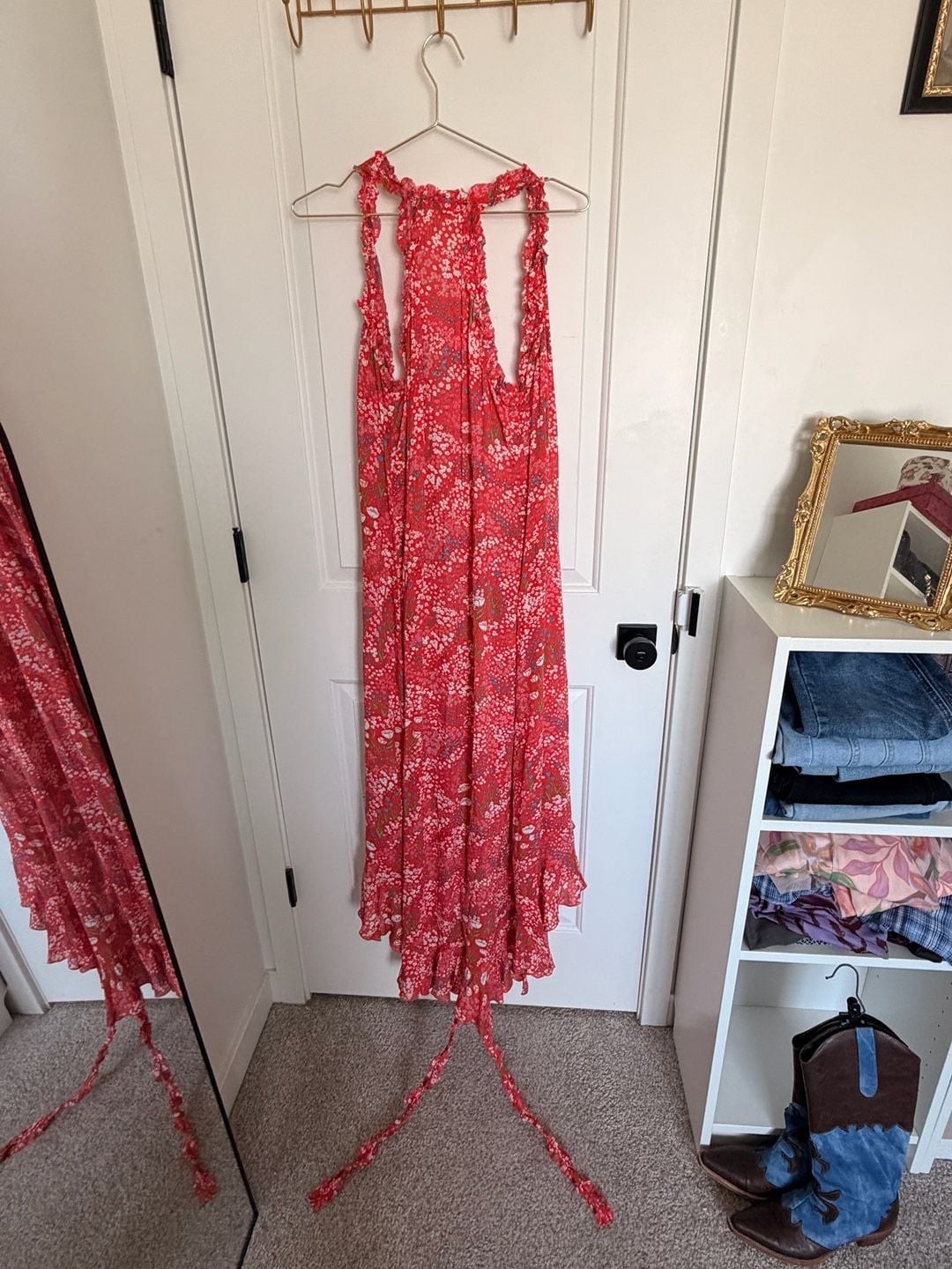 Poupette St Barth Floral Print Maxi Wrap Dress with Ruffle Trim