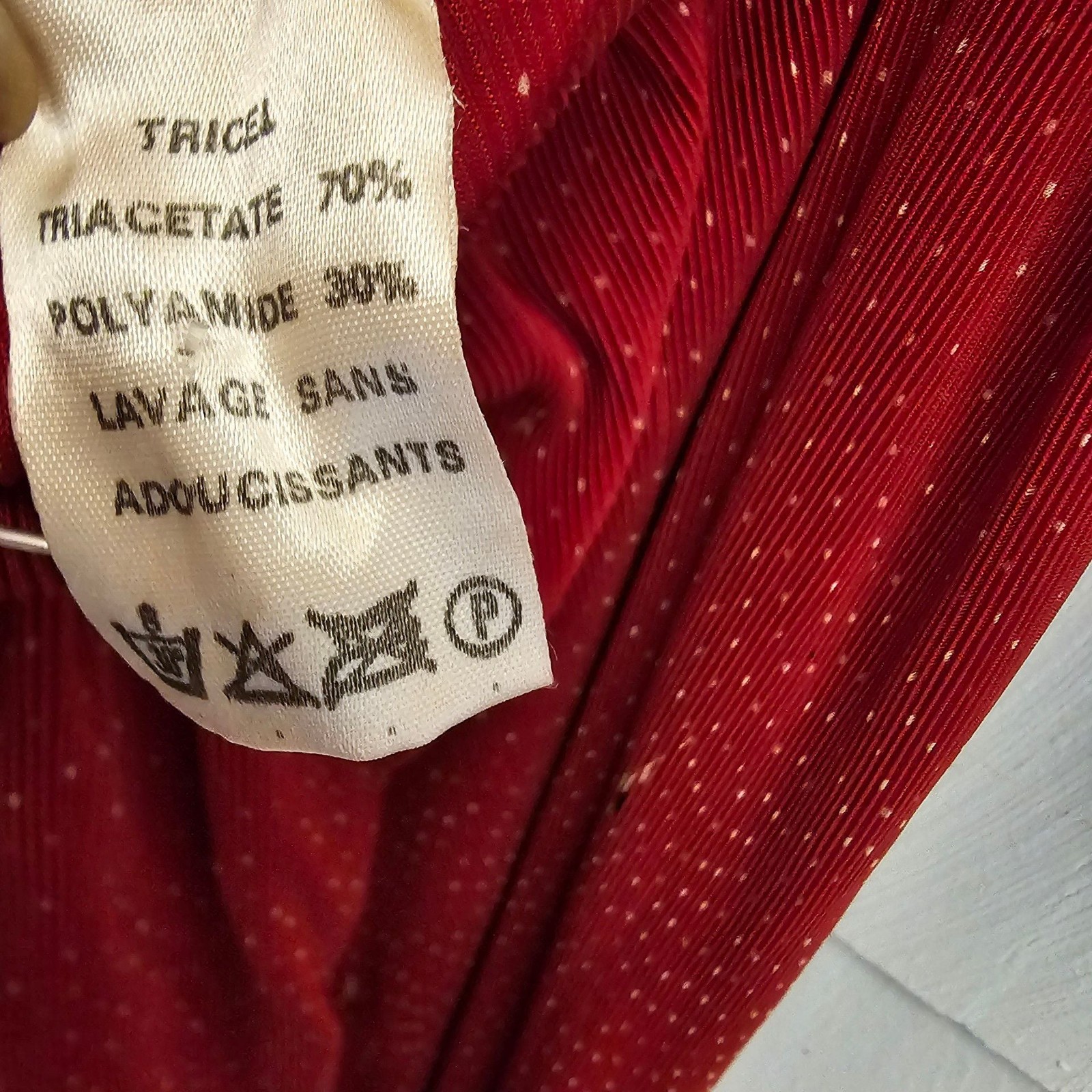 Vintage Virginie Paris Pleated 2 Piece Skirt Set Red Floral Long Sleeve Women’s
