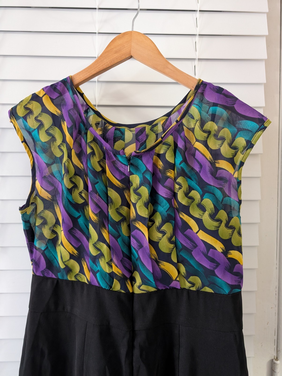 ALYX Dress 12 Black Multicolor Zipup Sleeveless Back Slit Stretch Sheer Line Top