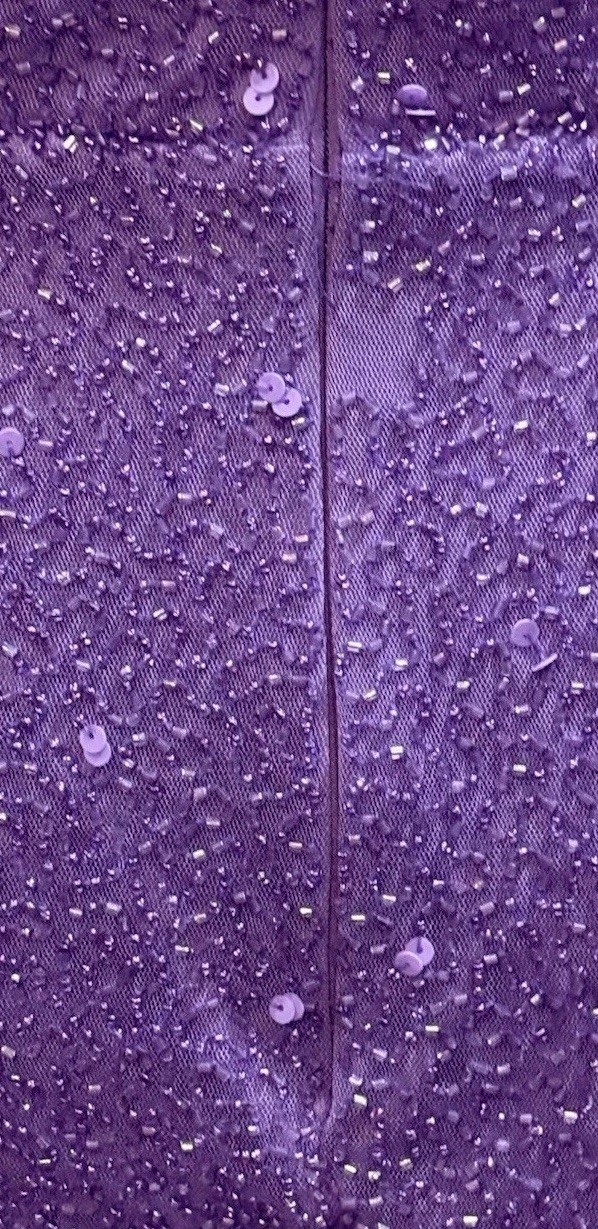 Aleta Purple Spaghetti Strap Sequin Beaded Mesh Cut-out Adjustable Mini Dress 2