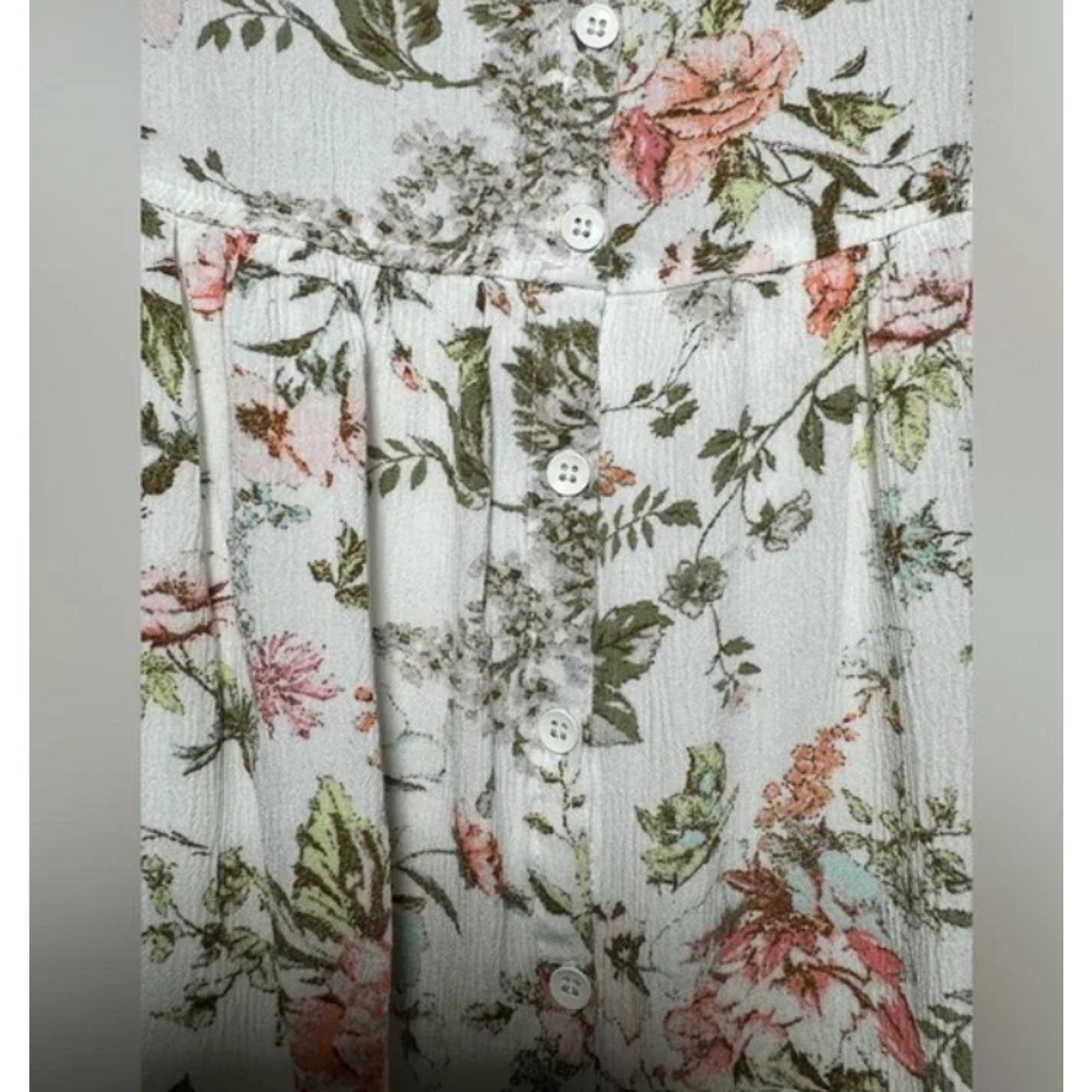Frye white floral midi sleeveless prairie cottagecore dress sz L