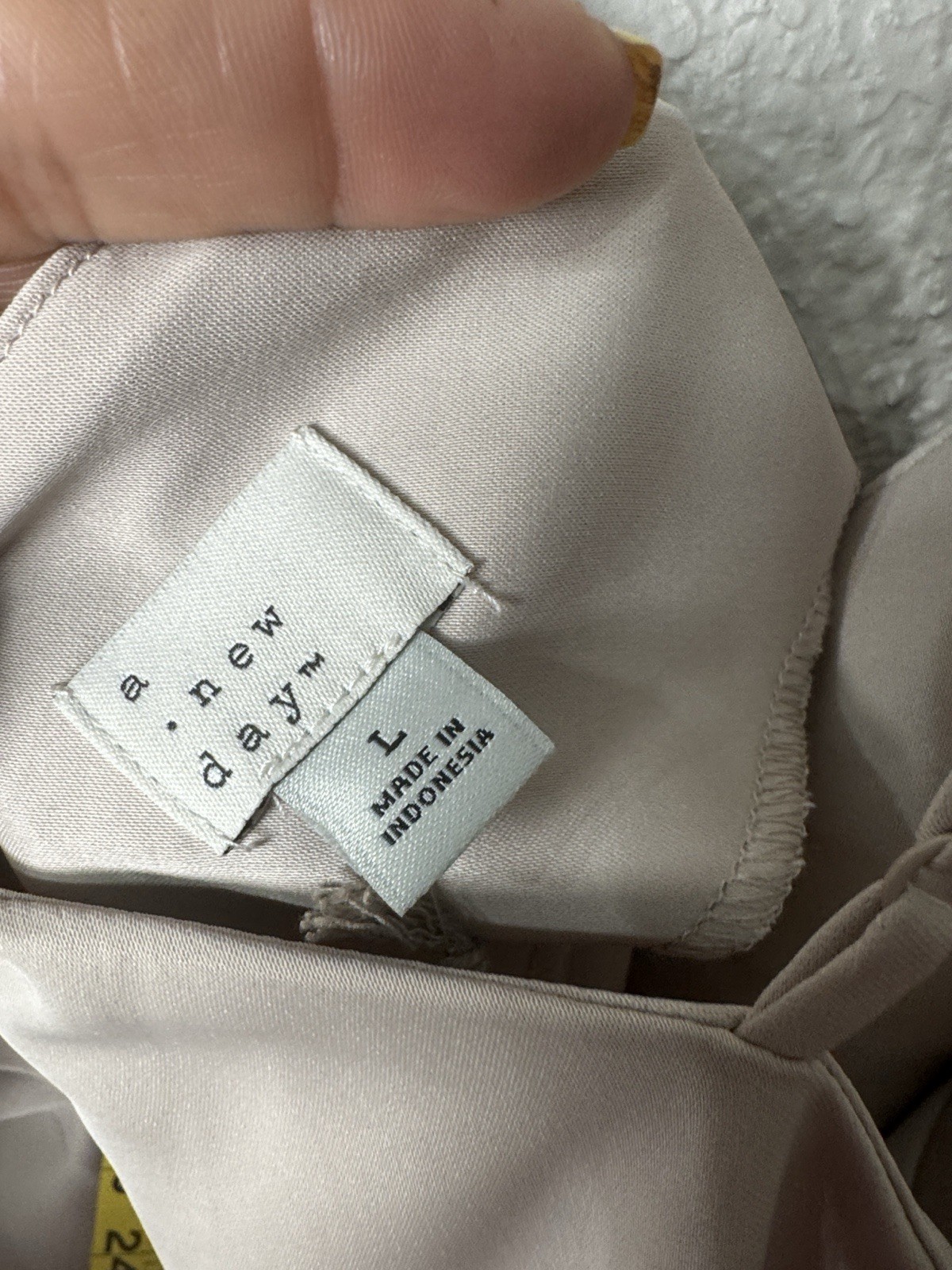 A New Day Cream Satin Slip Dress V-Neck Adjustable Straps Mini Size L