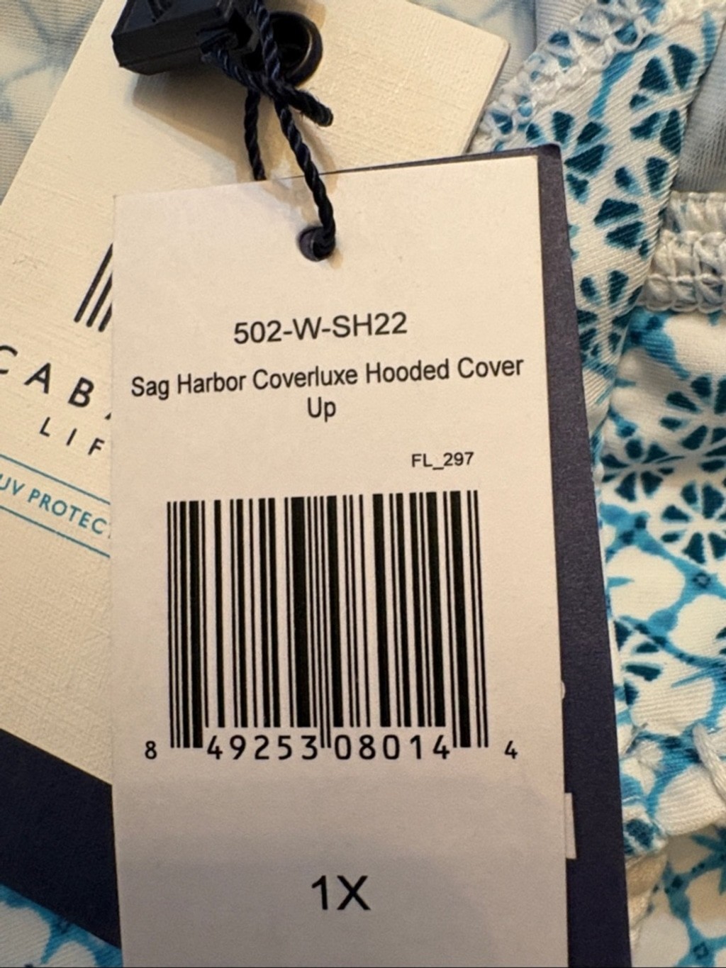 Cabana Life Sag Harbor Hooded Tassel Cover-Up Blue/White Size XL NWT