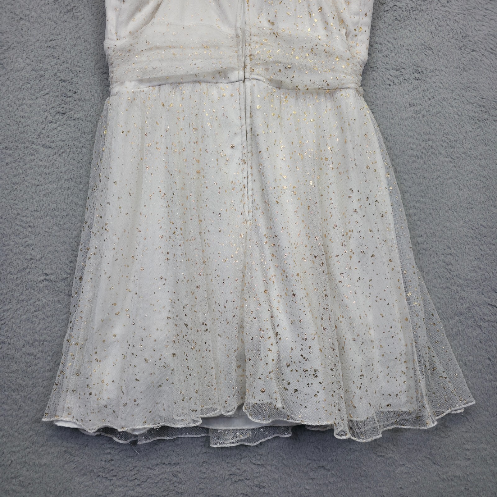 BCX Babydoll Dress Juniors 11 White Gold Metallic Wedding HOCO Party Formal Sexy