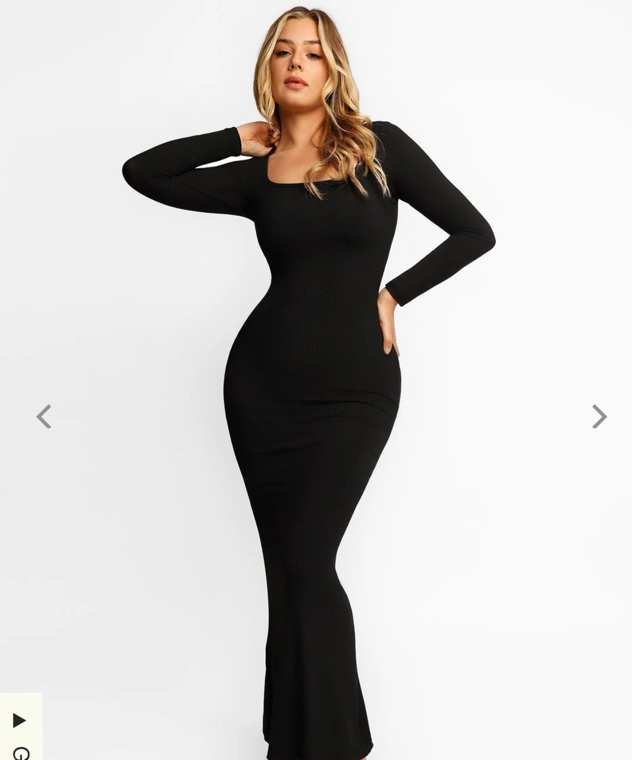 Popilush Women’s Long Sleeve Maxi Dress with Built-In Shapewear Size XL Black