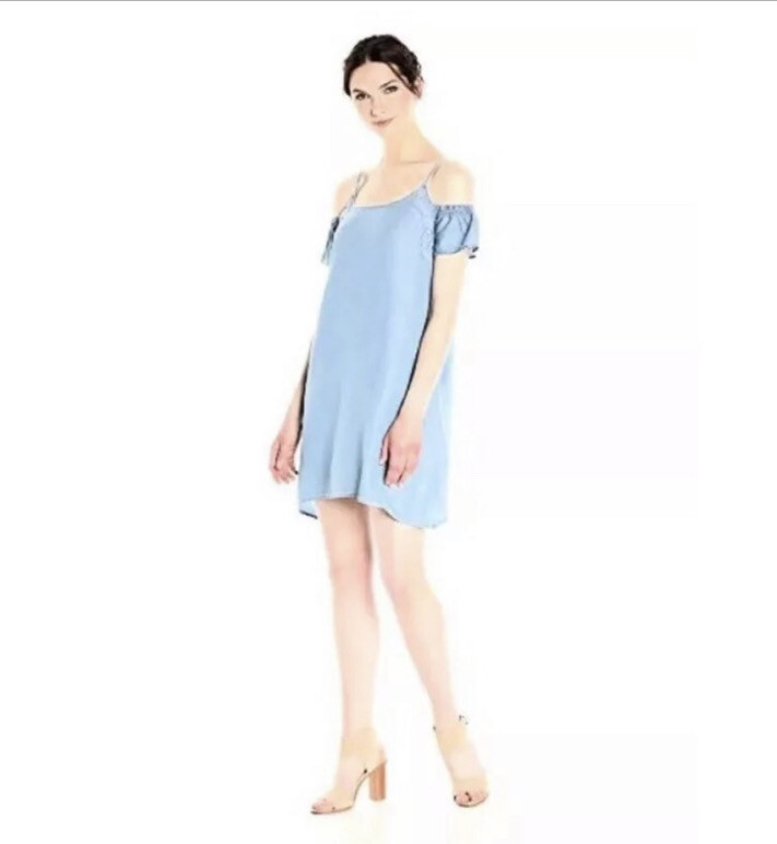 Jessica Simpson Denim Chambray Cold Shoulder Dress Size Large