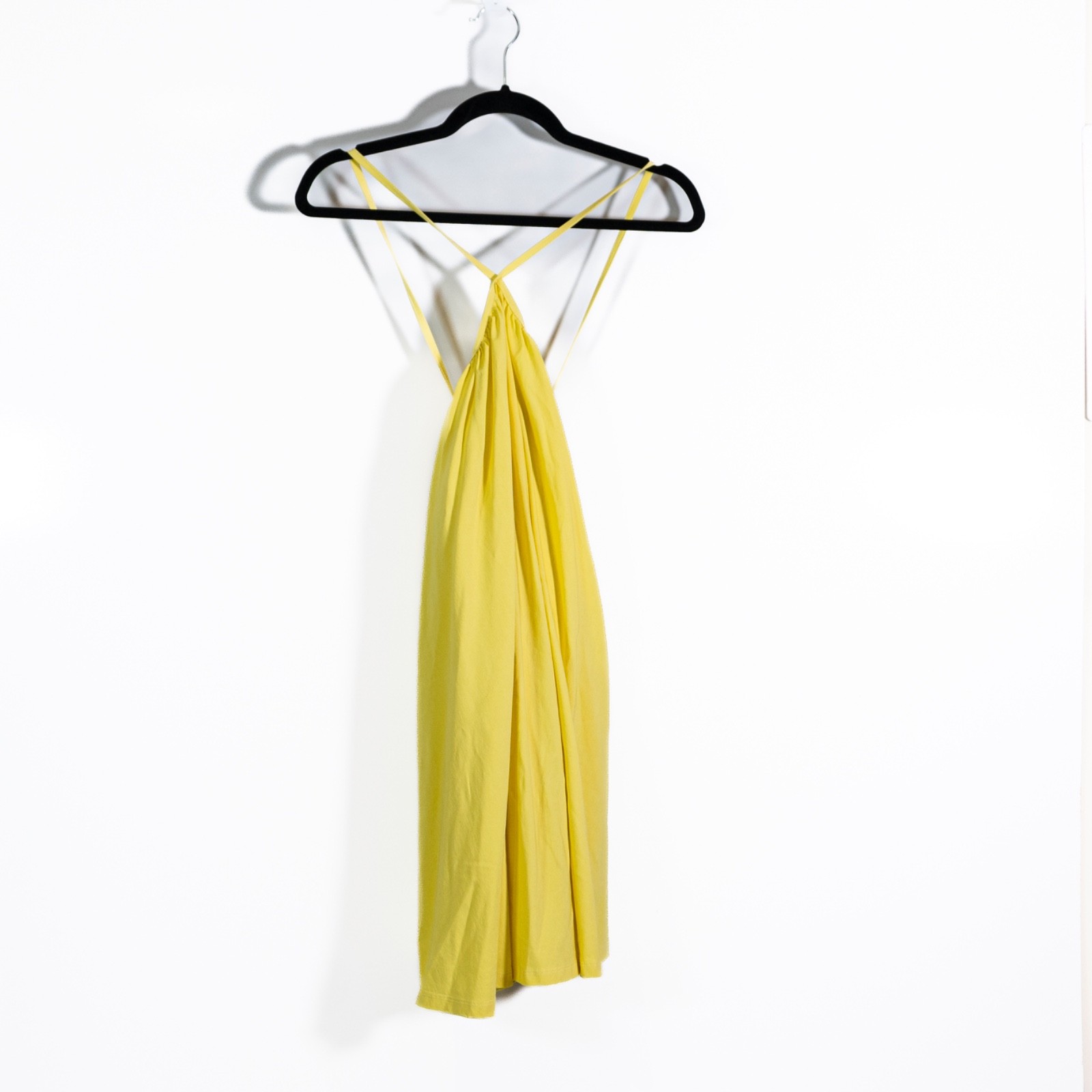 Zara Women’s High Neck Cross Strap Back Sleeveless Mini Tank Dress Yellow Small