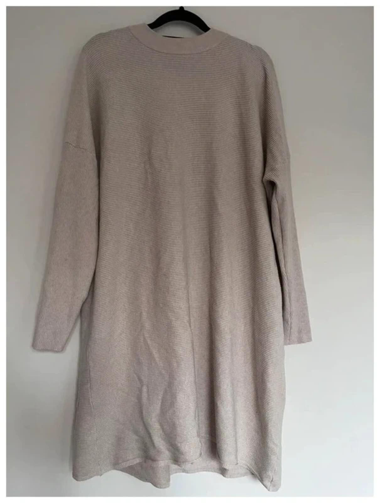 Kaylla Oatmeal Ribbed Knit Jumper Dress – One Size