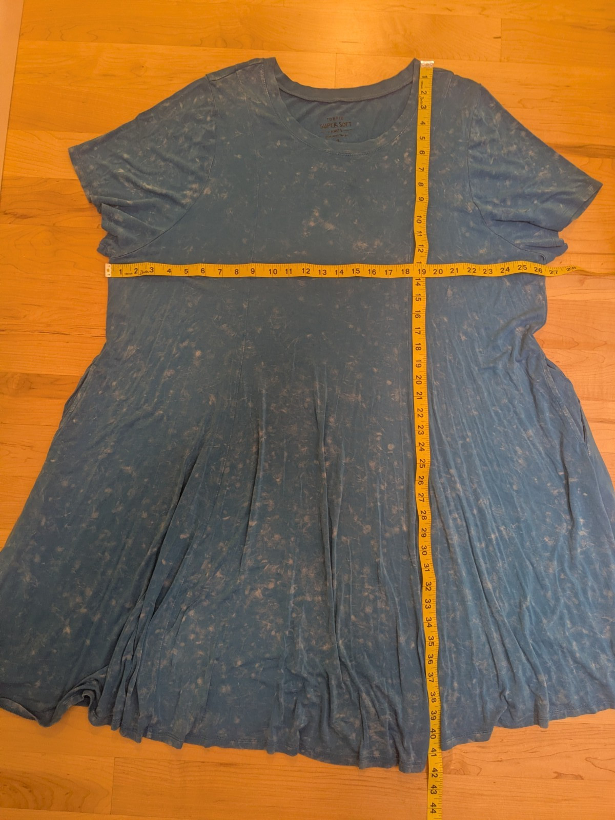 4 Torrid Super Soft Knits Blue Tye Die Crew Neck Pockets Jersey Dress 26