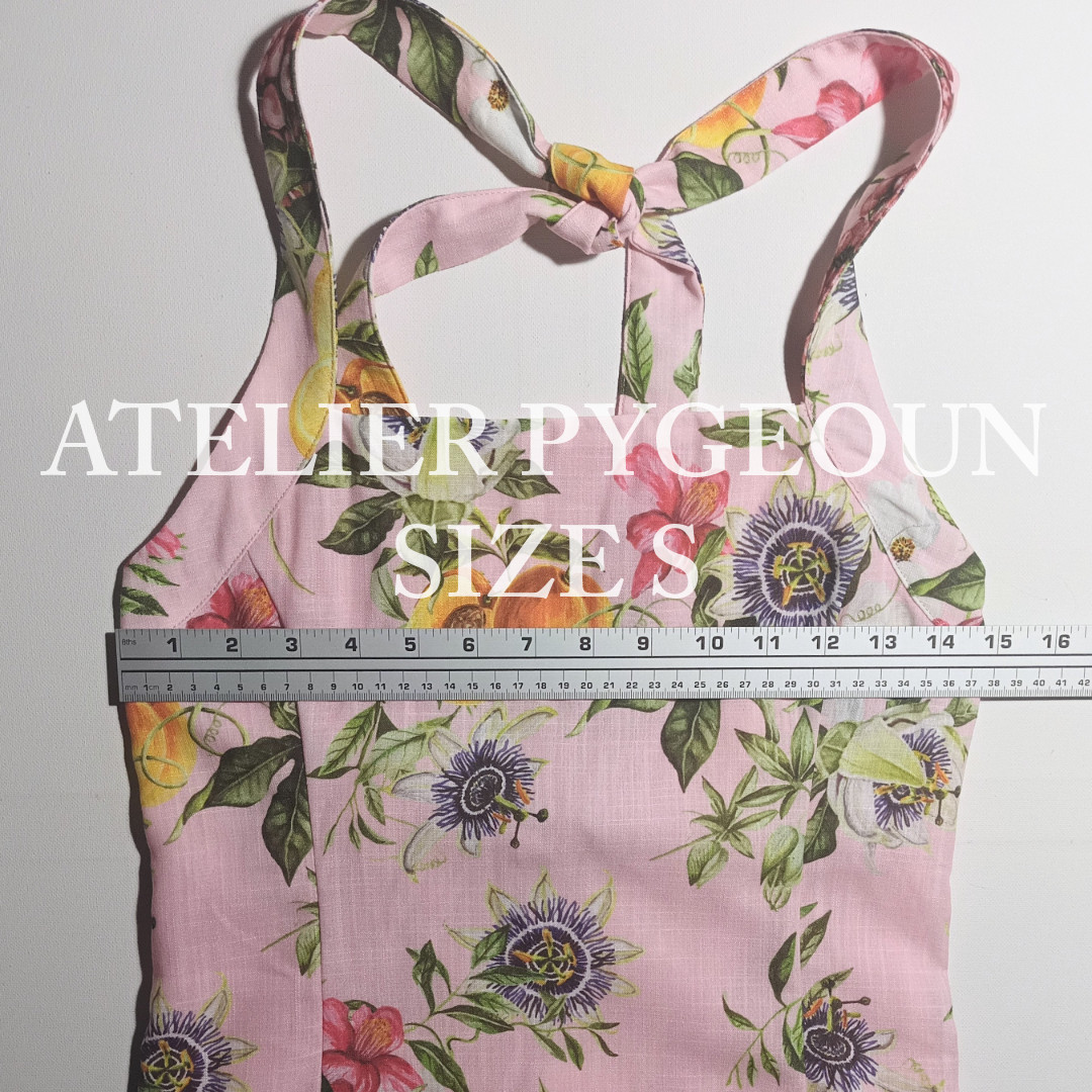 NWT H&M Halterneck Mini Dress Light Pink/Floral/Fruits 1334454001 XS, S, M, L