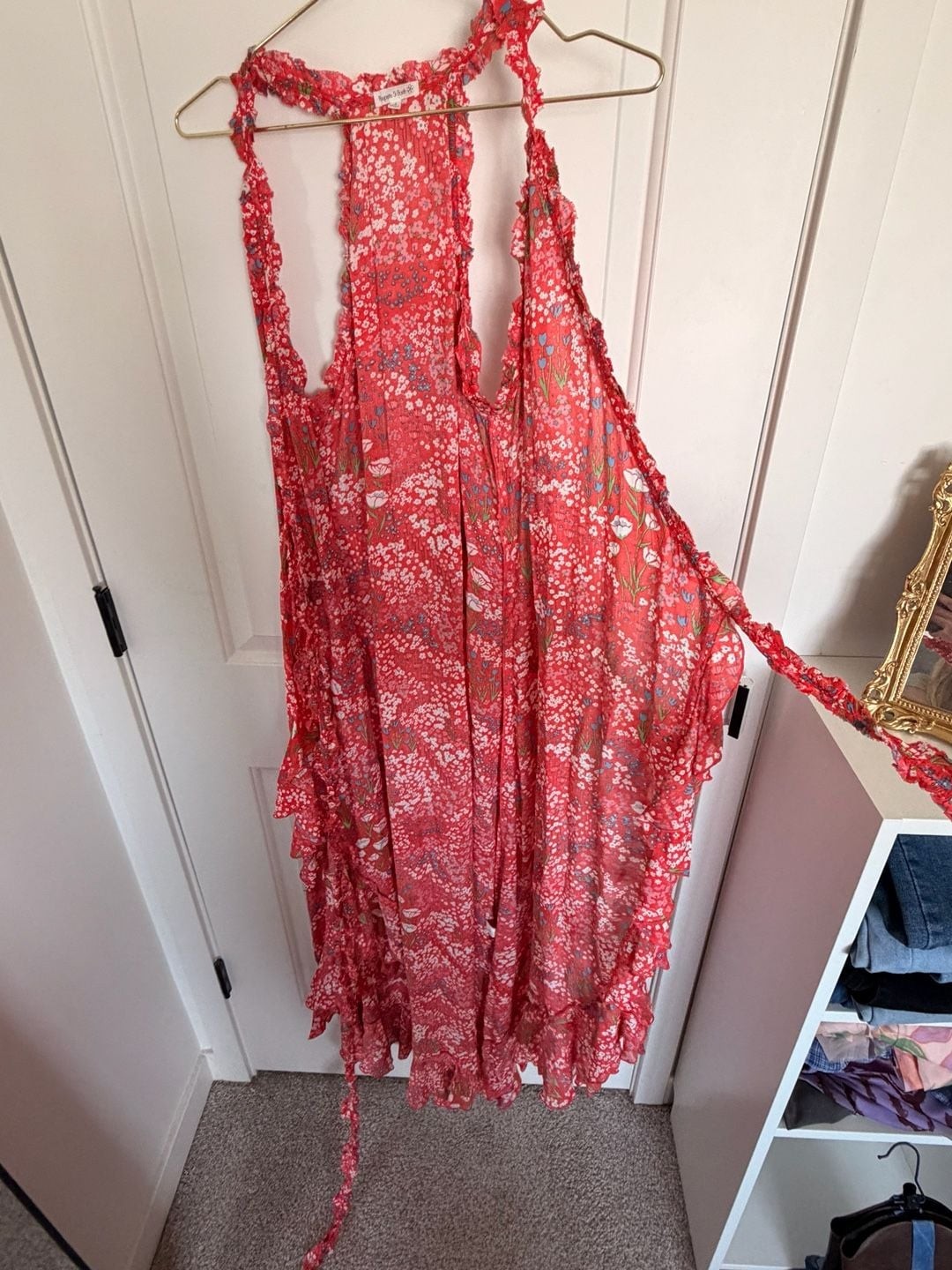 Poupette St Barth Floral Print Maxi Wrap Dress with Ruffle Trim