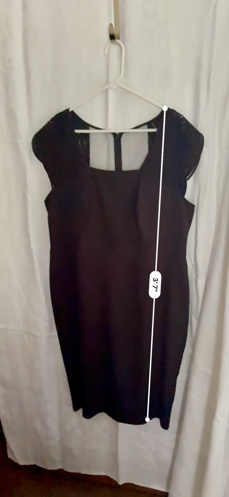 Adrianna Papell Woman 16W Black Sheath Dress Illusion Mesh Scallop Sleeve Plus