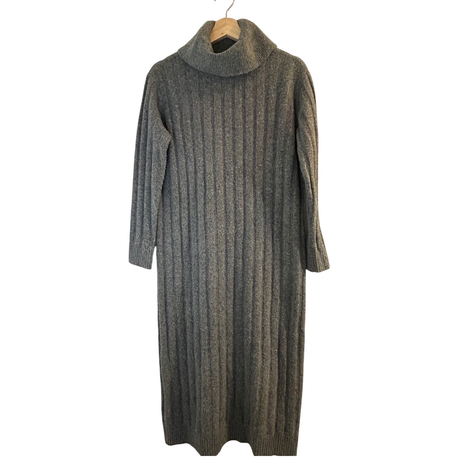 LOFT Gray Ribbed Turtleneck Long Sleeve Maxi Sweater Dress Women’s XS/S