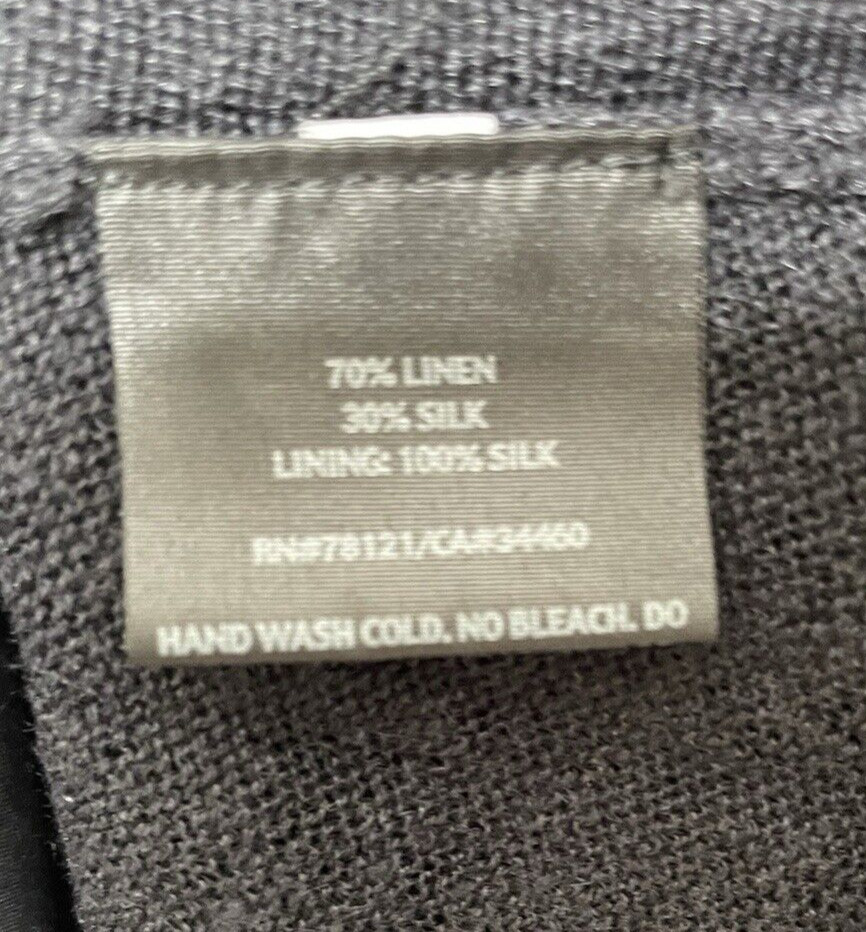 EILEEN FISHER Dress XS Fine Gauge Linen Silk Tunic Elbow Sleeve Pullover Black