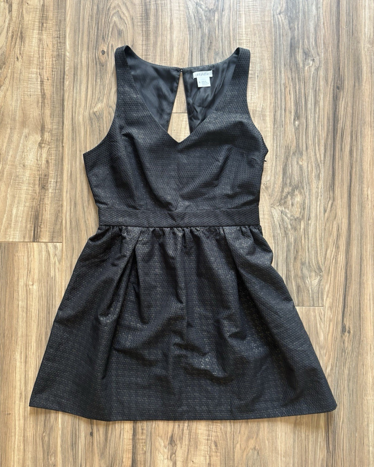 Cooperative Women’s Black Jacquard V-Neck Sleeveless Open Back Mini Dress Size 6