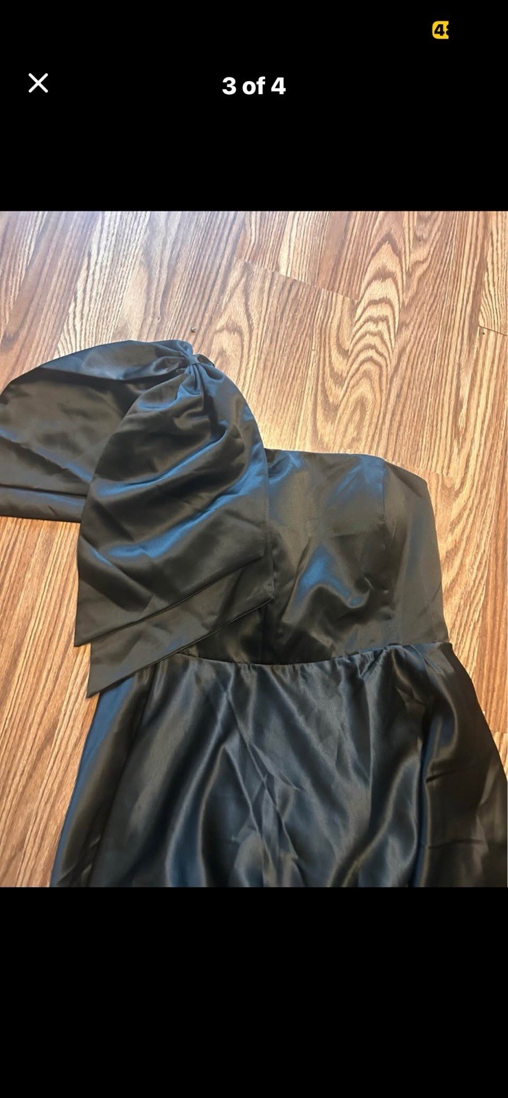 Women’s Black Satin Strapless Bow Accent Long Gown Dress Size 12 Regular