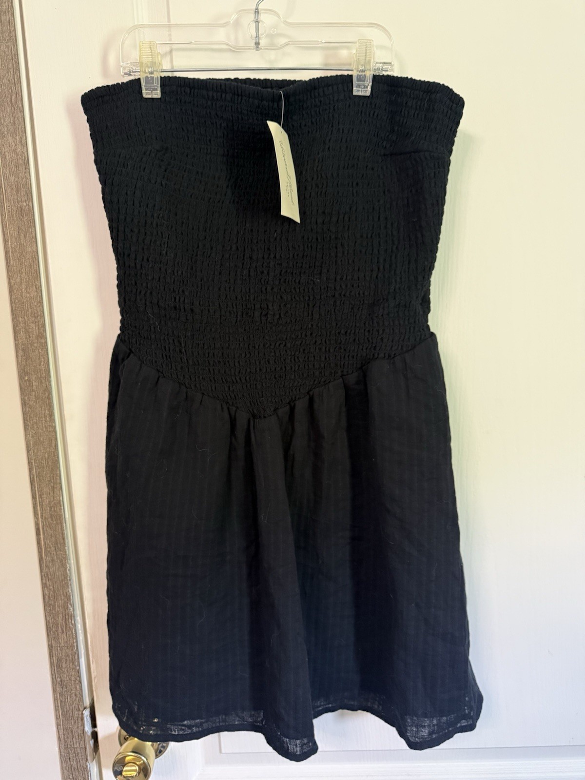Universal Thread Women’s Strapless Smocked Mini Dress Solid Black Cotton Size L
